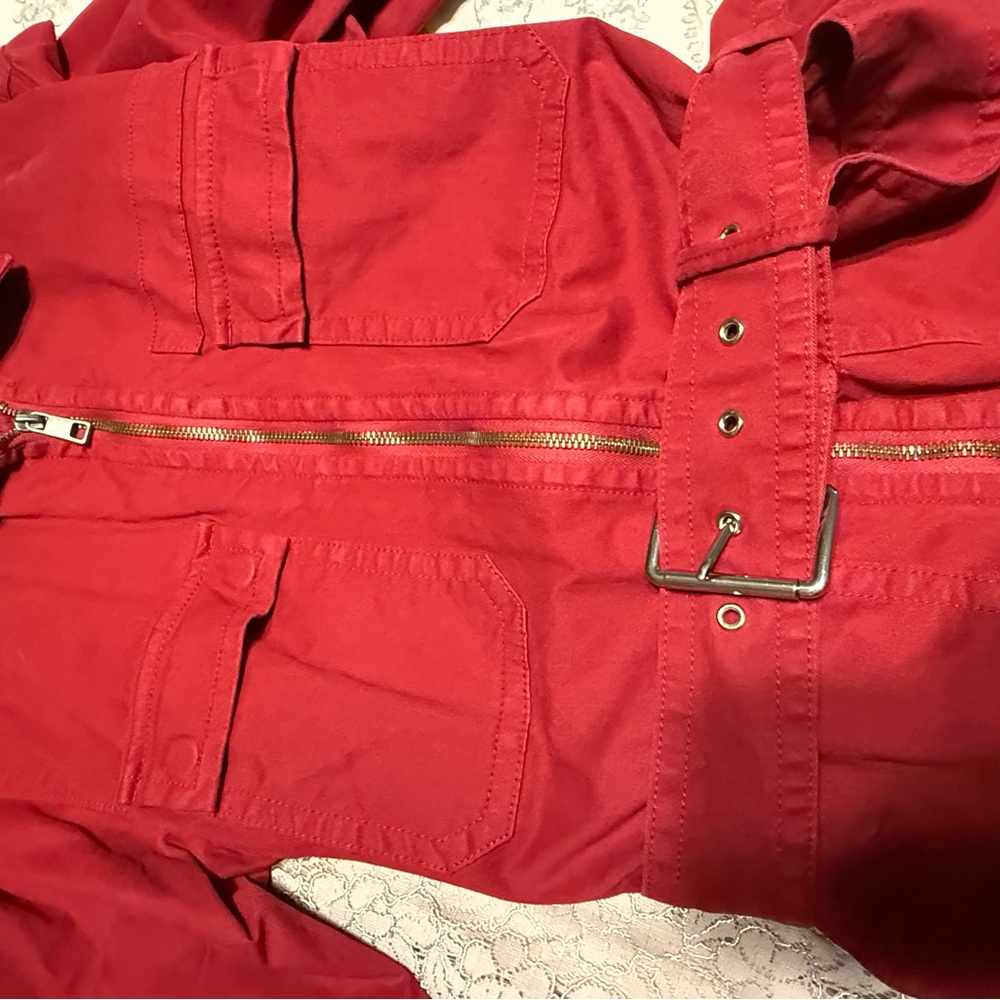 Banana Republic Red Jumpsuit with zipper and belt - Picture 5 of 5